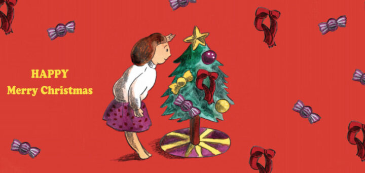 クリスマスツリーに背がとどいたよ