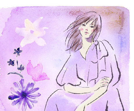 水彩タッチの女性 ファッションイラスト
