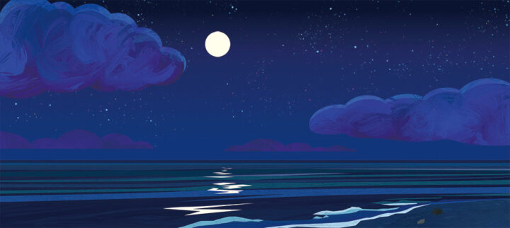 夜の海　イラスト