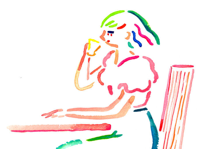 手描き_椅子に座る女性