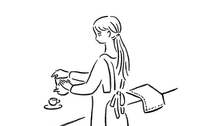 お茶を淹れる女性