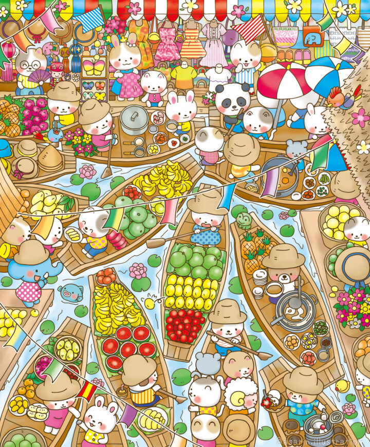 水上マーケットのまちがいさがし