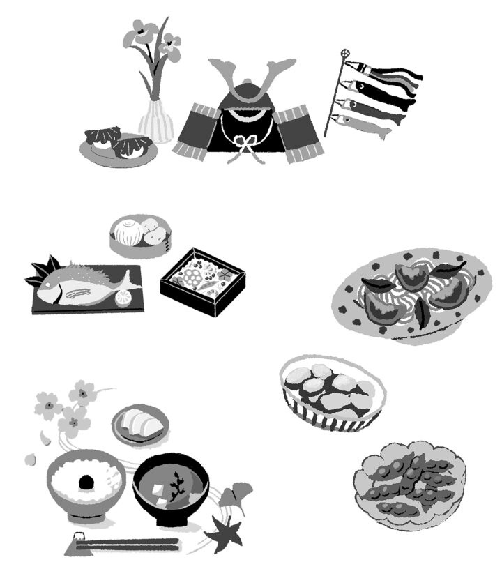 【モノクロ挿絵】PHPスペシャル「縁起ごはん」で季節の神様を呼ぼう 特集