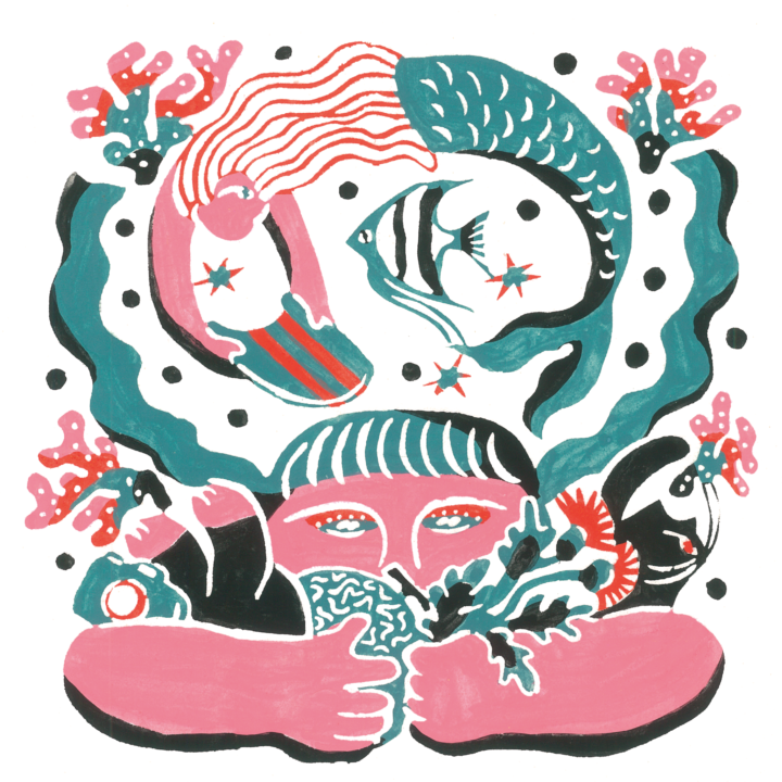 型染めイラスト　2025年8月カレンダー