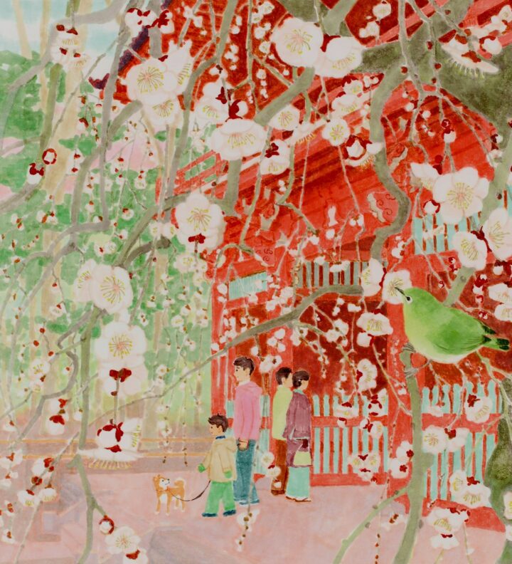 タカシマヤ友の会会報誌『Humming time』1・2月号｜「街々折々花ごよみ」挿絵