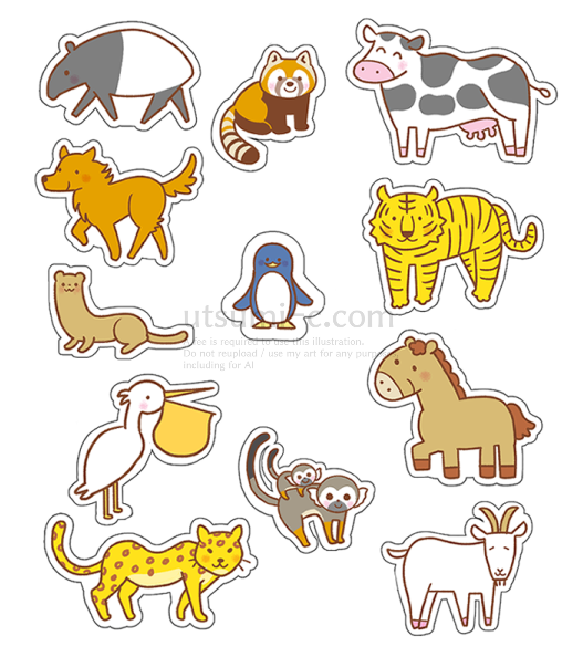 動物　シール　イラスト