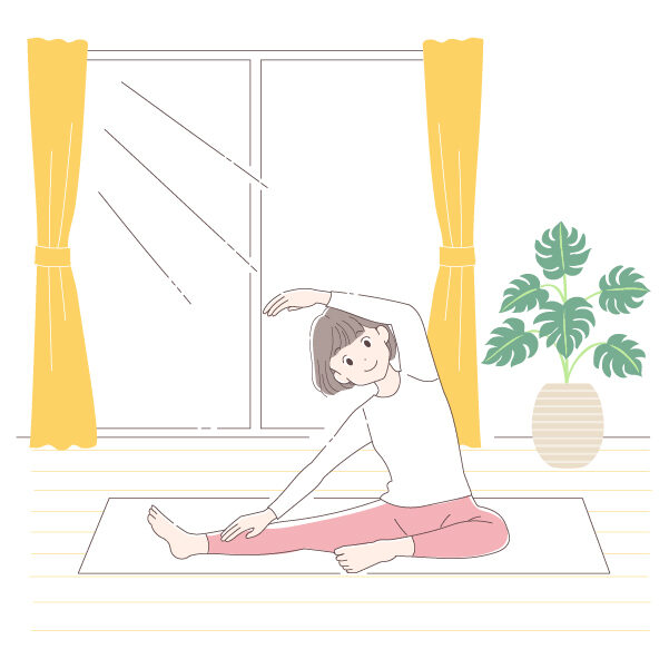 朝ストレッチをする女性