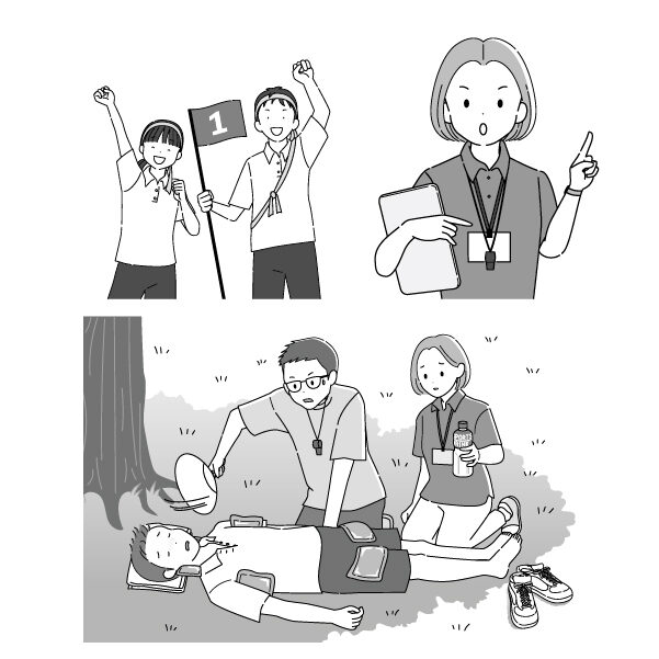 運動会シーズンの熱中症対策についてのイラスト