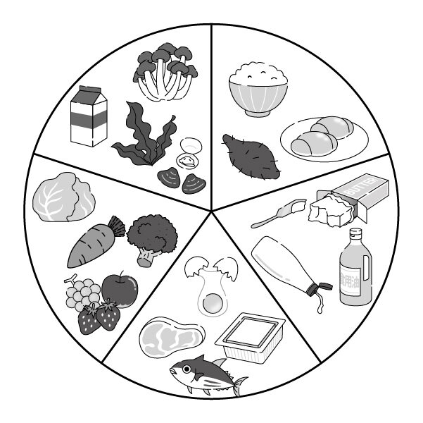 モノクロ食べ物のイラスト