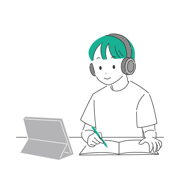 オンライン授業を受ける学生の男の子