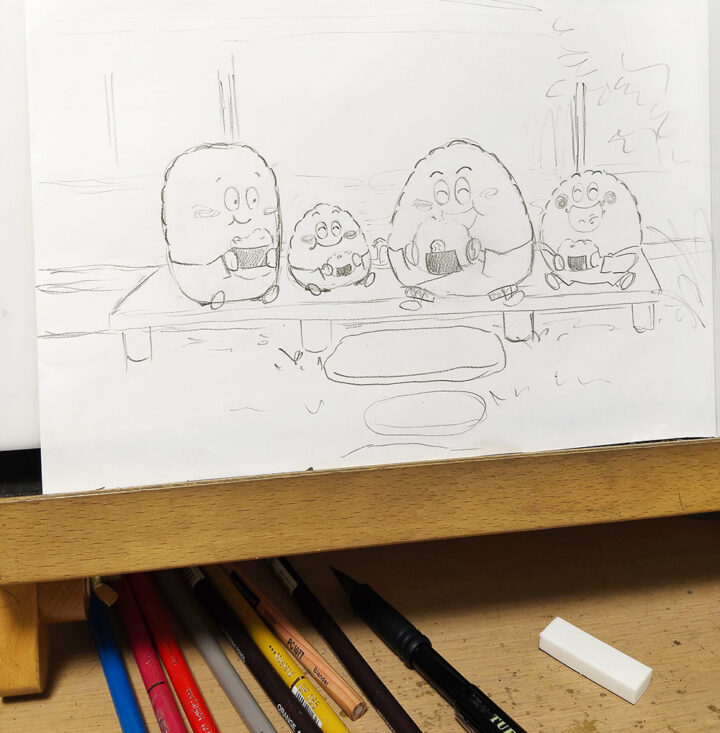 おにぎりくんのラフスケッチ