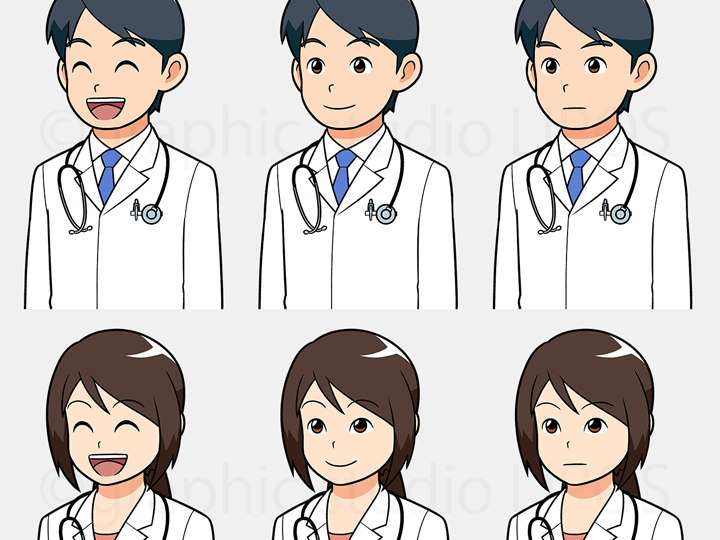 医師キャラクター表情集 イラスト