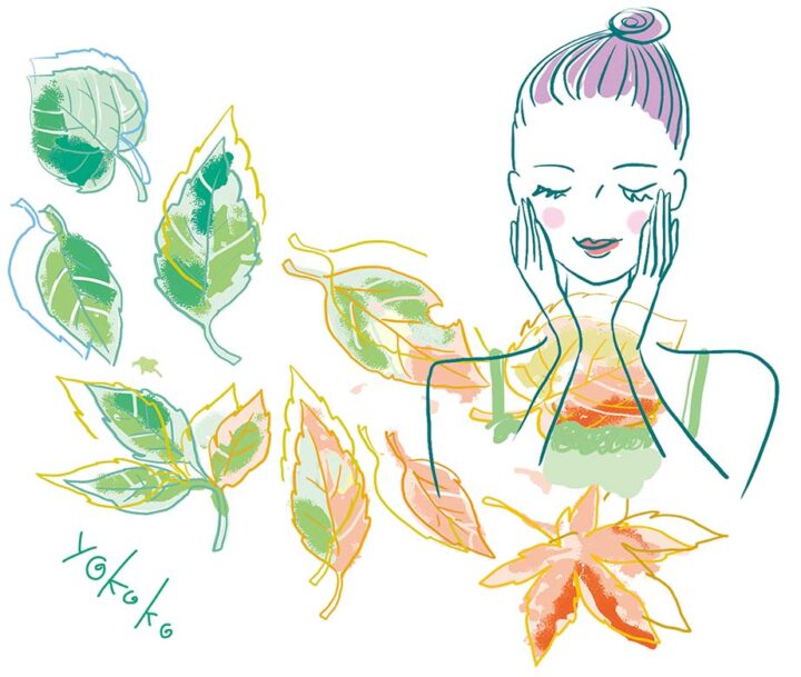 【女性誌挿絵】顔にクリームを塗る女性（小学館）