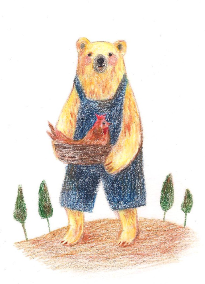 ホッキョクグマと鶏（オリジナル作品）