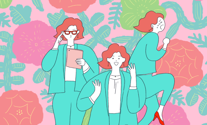 人物イラスト　仕事中の女性