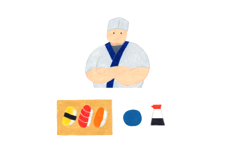 人物イラスト　寿司職人