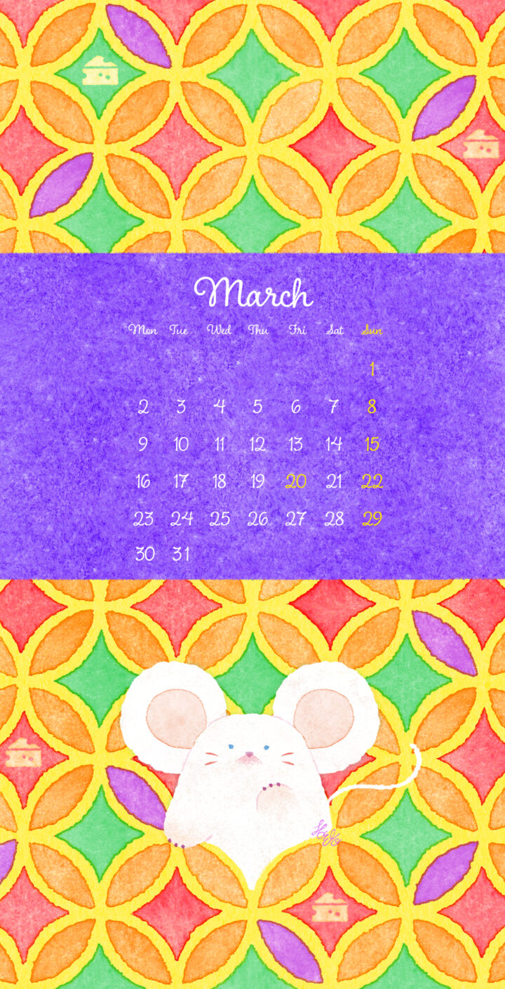 七宝柄と白ねずみ