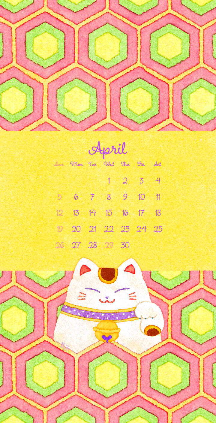 【和柄】亀甲×招き猫