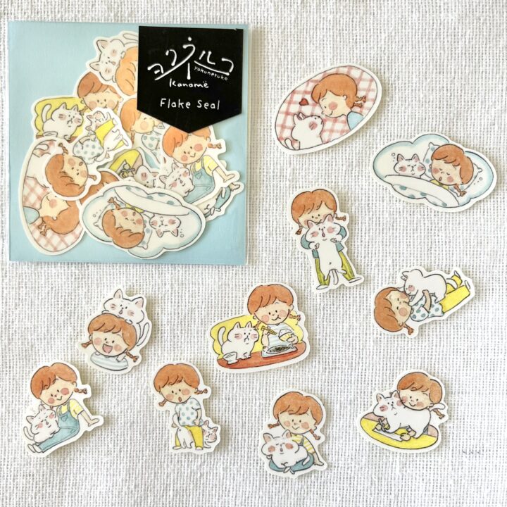 シール／ねこと女の子