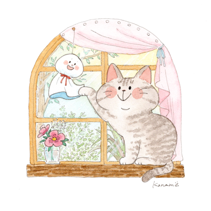 てるてる坊主とねこ