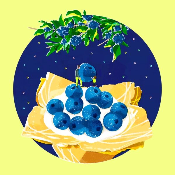 ブルーベリーパイと果物狩り