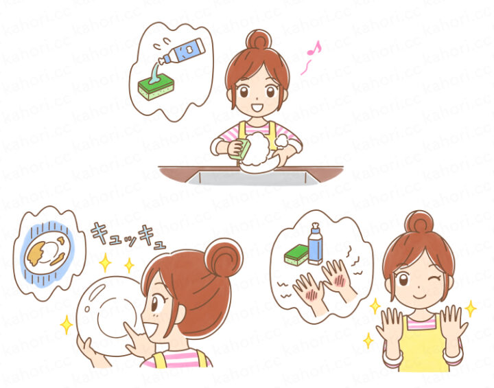 オリジナル「食器洗いイラスト」
