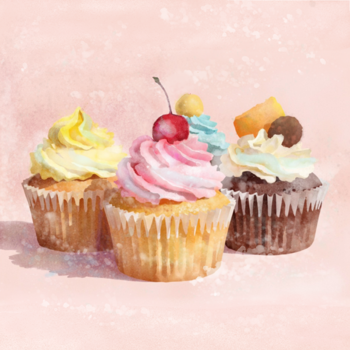 オリジナルイラスト pastel color cupcakes