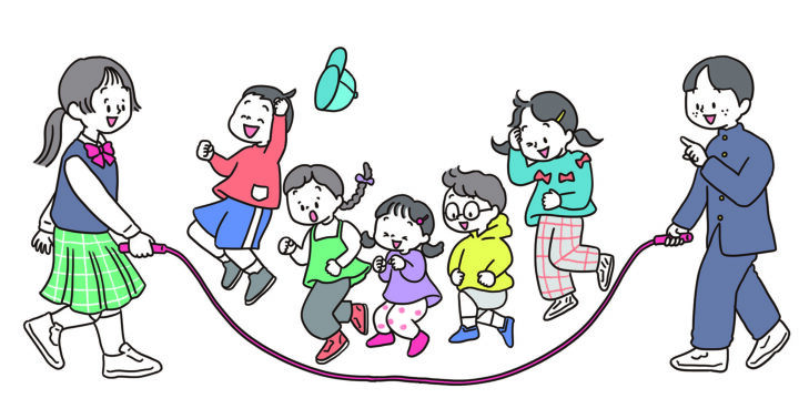 学年違いの子供たちのイラスト