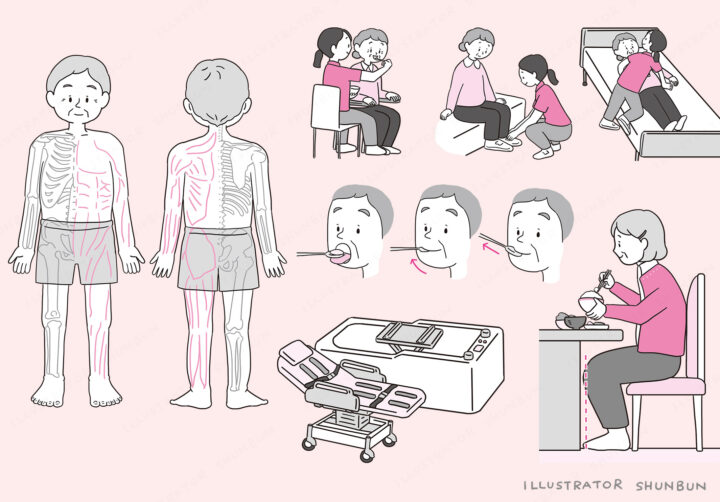 【お仕事】1分でわかる 新人介護職の超きほん（翔泳社）本文イラスト